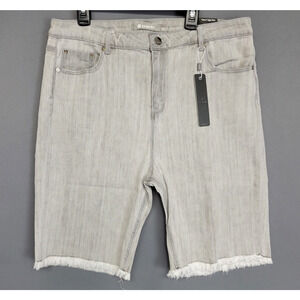 Tractr Shorts Womens 14 Gray Nina High Rise Denim Frayed Hem Slim Fit New